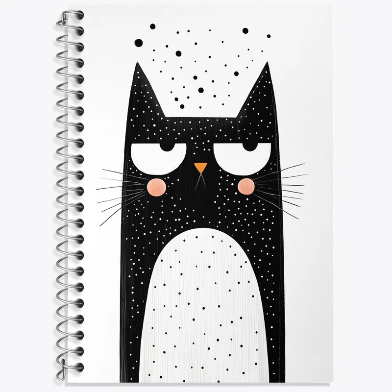 دفتر زبان 50 برگ خندالو مدل سه خط طرح گربه پوکر فیس کد N5363