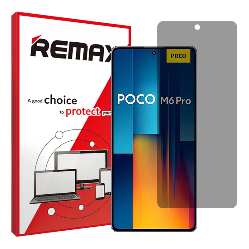 محافظ صفحه نمایش حریم شخصی ریمکس مدل Resistant مناسب برای گوشی موبایل شیائومی Poco M6 Pro