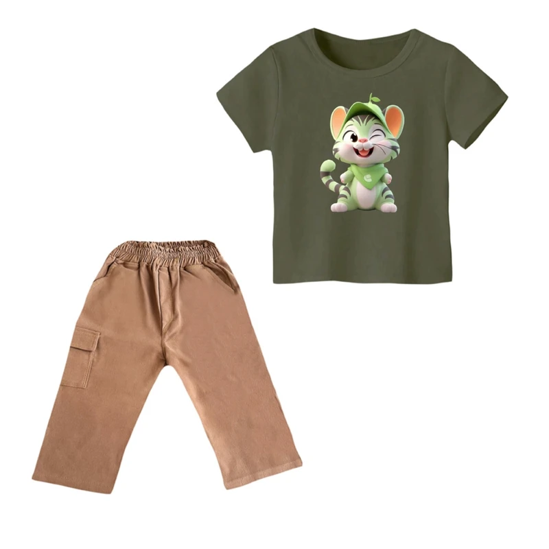 ست تی شرت و شلوارک پسرانه مدل ببر کد ۱۸