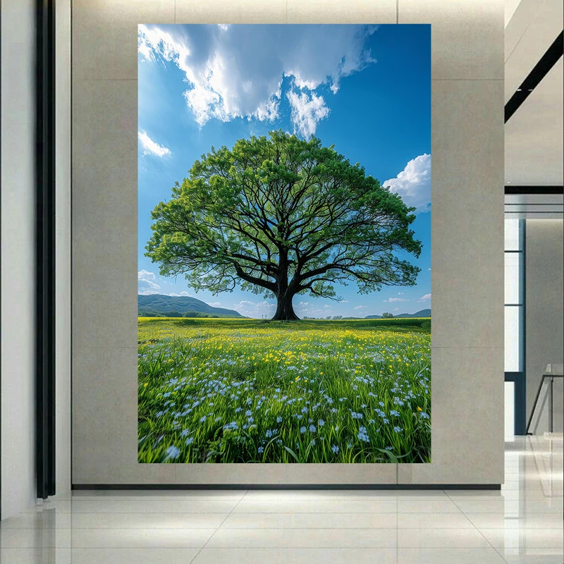 پوستر پارچه ای طرح طبیعت مدل دشت و درخت سرسبز کد AR302337
