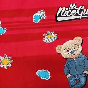 پارچه ملحفه عرض 1.5 متر مدل خرس خوب رنگ قرمز