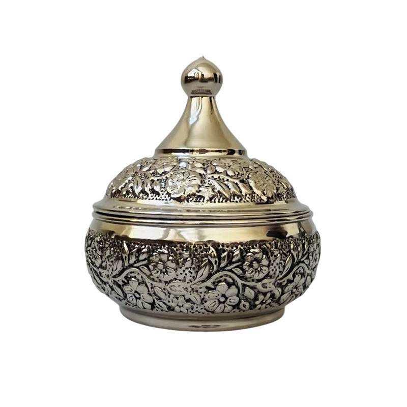 قندان مسی مدل قلم زنی کروم کد ZH418.2