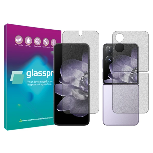 محافظ صفحه نمایش مات گلس پرو مدل Resistant مناسب برای گوشی موبایل شیائومی Mix Flip به همراه محافظ پشت گوشی