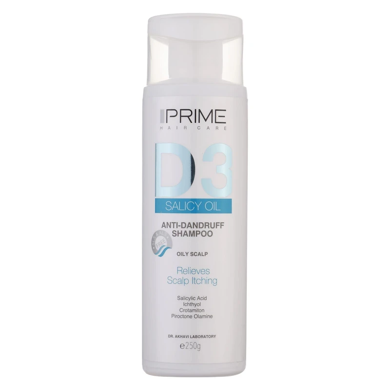 شامپو ضد شوره پرایم مدل Salicy Oil D3 مناسب موهای چرب حجم 250 میلی‌لیتر
