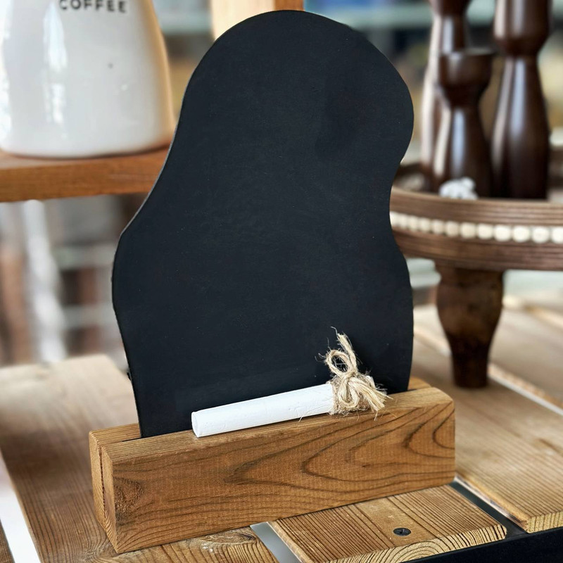 تخته سیاه مدل پایه چوبی طرح دفرمه سایز 17x22 سانتی متر به همراه گچ مجموعه 2 عددی