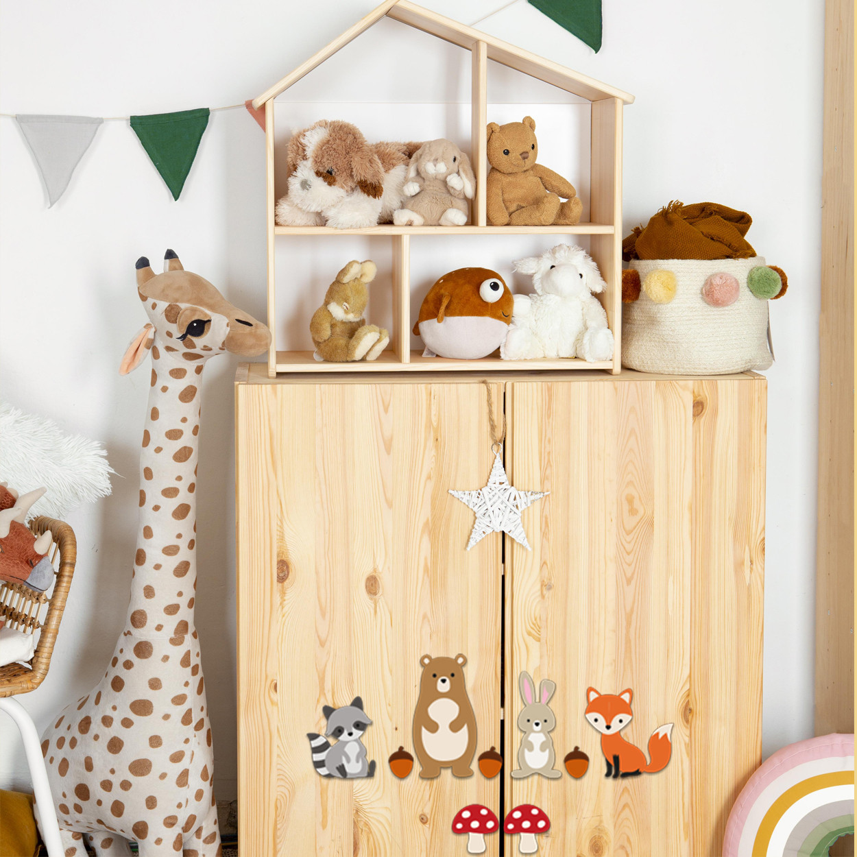 استیکر چوبی کودک باروچین مدل حیوانات پاییز کد 6032 مجموعه 9 عددی