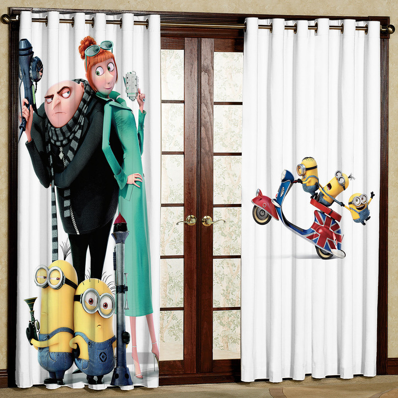 پرده مدل کارتون مینیون ها مخمل پانچی کد 1157L سایز 140x280 سانتی متر