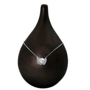 گردنبند نقره زنانه طرح نگین مروارید مدل s16