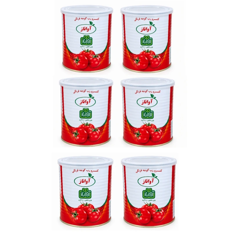 رب گوجه فرنگی آواناز - 800 گرم بسته 6 عددی
