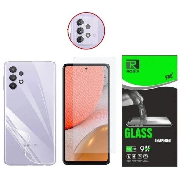 محافظ صفحه نمایش روبیکس مدل SA-A72 مناسب برای گوشی موبایل سامسونگ Galaxy A72 به همراه محافظ لنز دوربین ومحافظ پشت گوشی