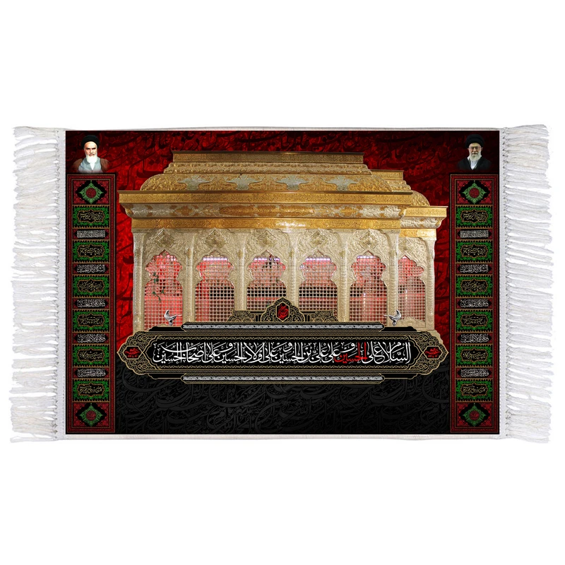 فرش ماشینی دیوارکوب اطلس آبی طرح ضریح حرم امام حسین مدل T2539