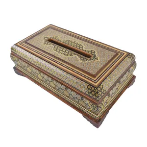جعبه دستمال کاغذی خاتم کاری مدل شمسه