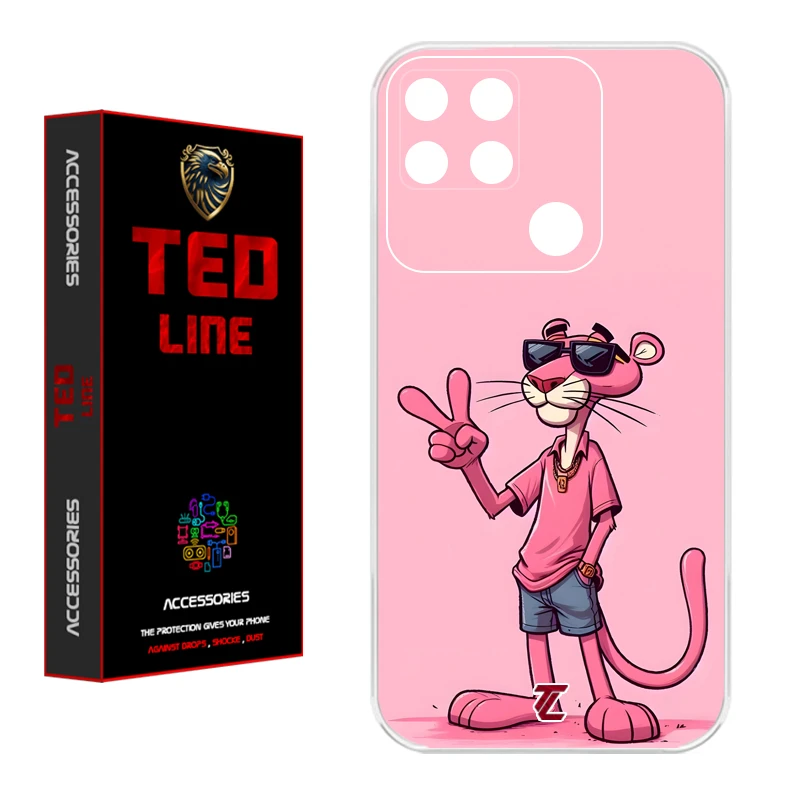 کاور تد لاین طرح پلنگ صورتی کد 1110 مناسب برای گوشی موبایل شیائومی Redmi 10A / 9C