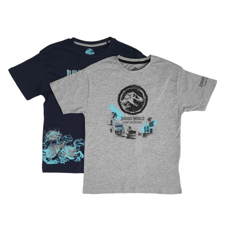 تی‌شرت آستین کوتاه پسرانه ژوراسیک ورلد مدل A0 مجموعه 2 عددی