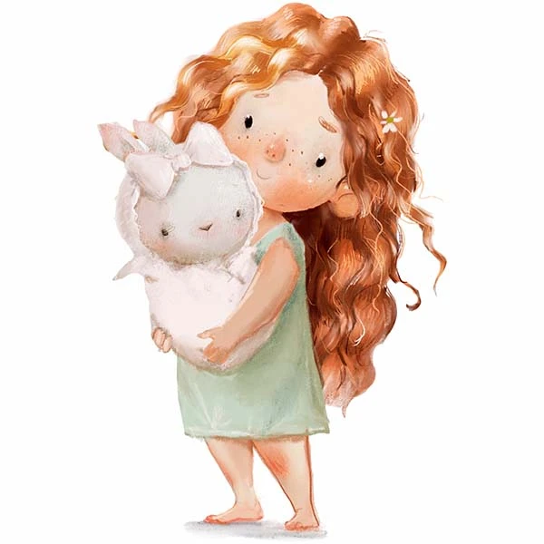 استیکر دیواری کودک راتیانا مدل rabbit and girl