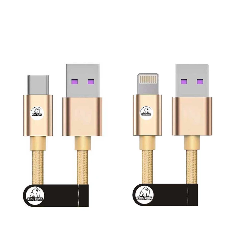 کابل تبدیل USB به MicroUSB کینگ کونگ مدل SUPER-YLW22 طول 0.3 متر به همراه کابل تبدیل USB به لایتنینگ