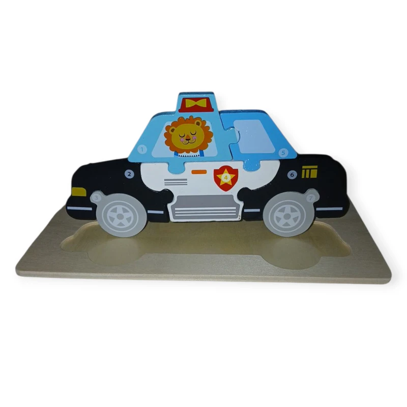 پازل آموزشی مدل چوبی برجسته طرح ماشین پلیس 