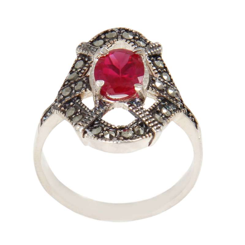 انگشتر نقره زنانه بازرگانی میلادی مدل سنگ یاقوت کد AW_502