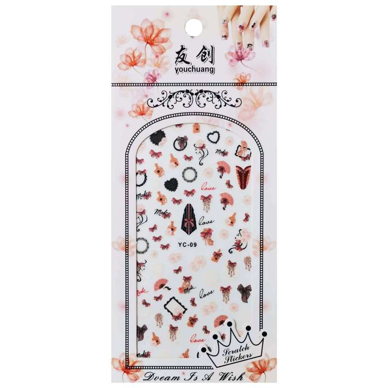 استیکر طراحی ناخن مدل پاپیون کد YC-09