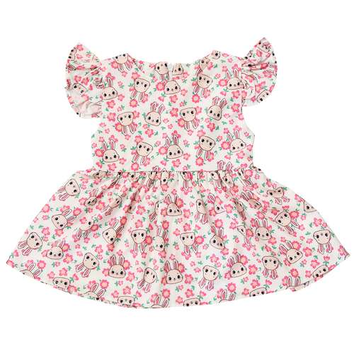 پیراهن دخترانه دلنار گالری مدل خرگوش و شکوفه بهار 2023