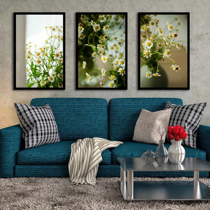 تابلو بکلیت طرح دکوراتیو گلدان گل مدل B-1507 مجموعه 3 عددی