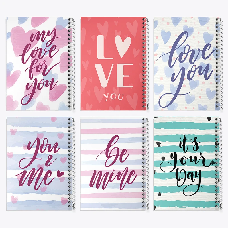 دفتر مشق 100 برگ خندالو طرح عاشقانه (Love) کد 839 مجموعه 6 عددی