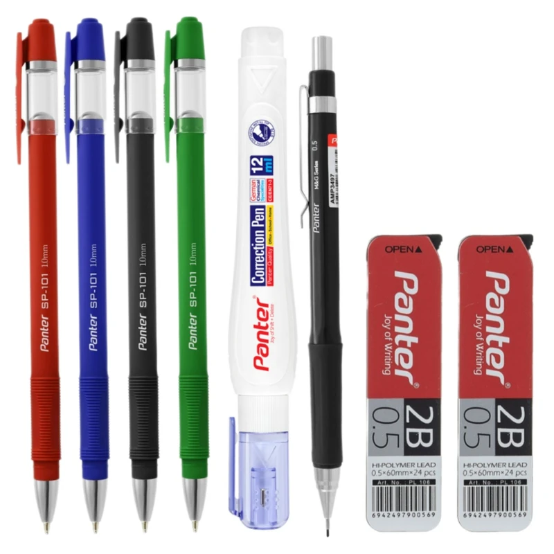 خودکار پنتر مدل SP-101 کد ۱۲۳۴ به همراه غلط گیر و مداد نوکی و نوک بسته ۸ عددی 