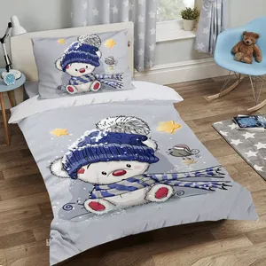 سرویس خواب هزاردستان طرح خرس و برف کد PROT134 یک نفره سه تکه