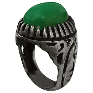 انگشتر نقره مردانه مدل یاقوت جید هندوستان YJH2214