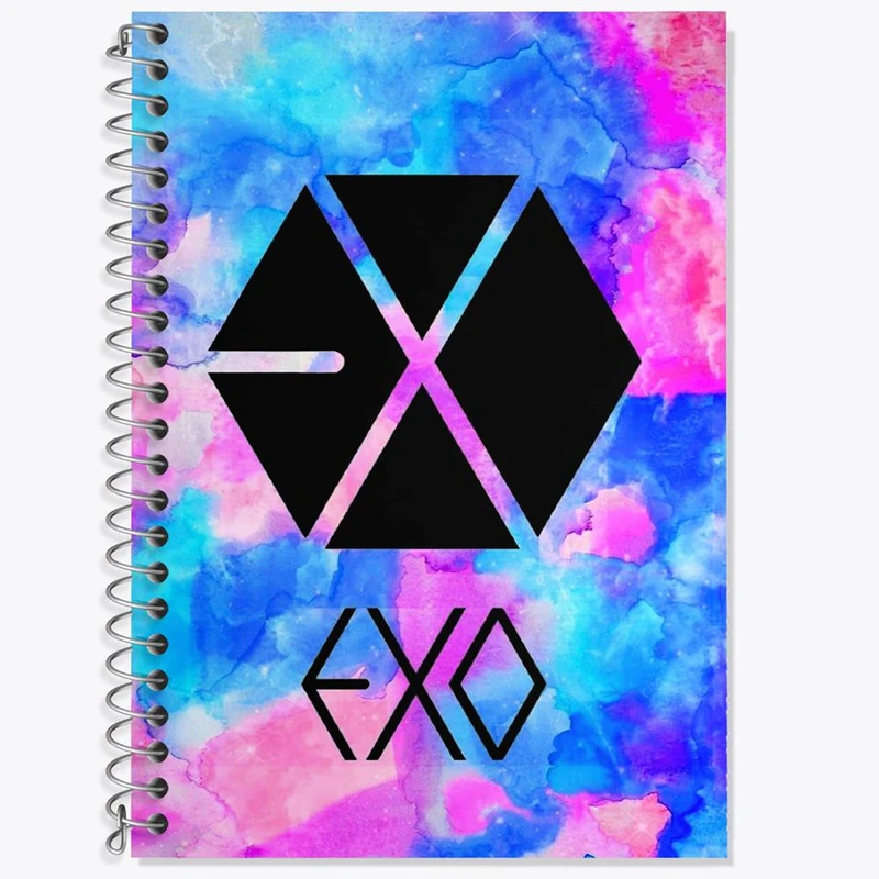 دفتر زبان 50 برگ خندالو مدل دو خط طرح گروه اکسو EXO کد 1034