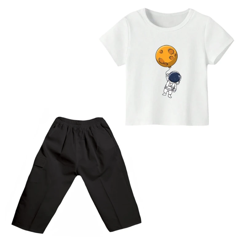 ست تی شرت و شلوارک پسرانه مدل فضانورد کد ۱