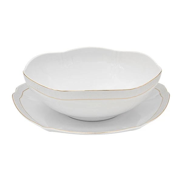 ست کاسه و سینی چینی زرین ایران مدل سپید صدف درجه 3