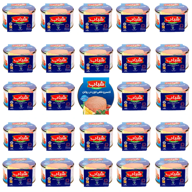 کنسرو ماهی تن در روغن شباب - 180 گرم بسته 24 عددی