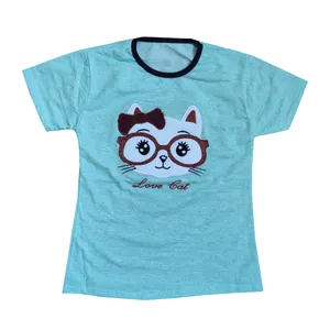 تی شرت آستین کوتاه دخترانه مدل گربه کد 3