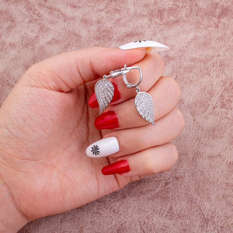 نیم ست نقره زنانه مدل طاووس بال فرشته