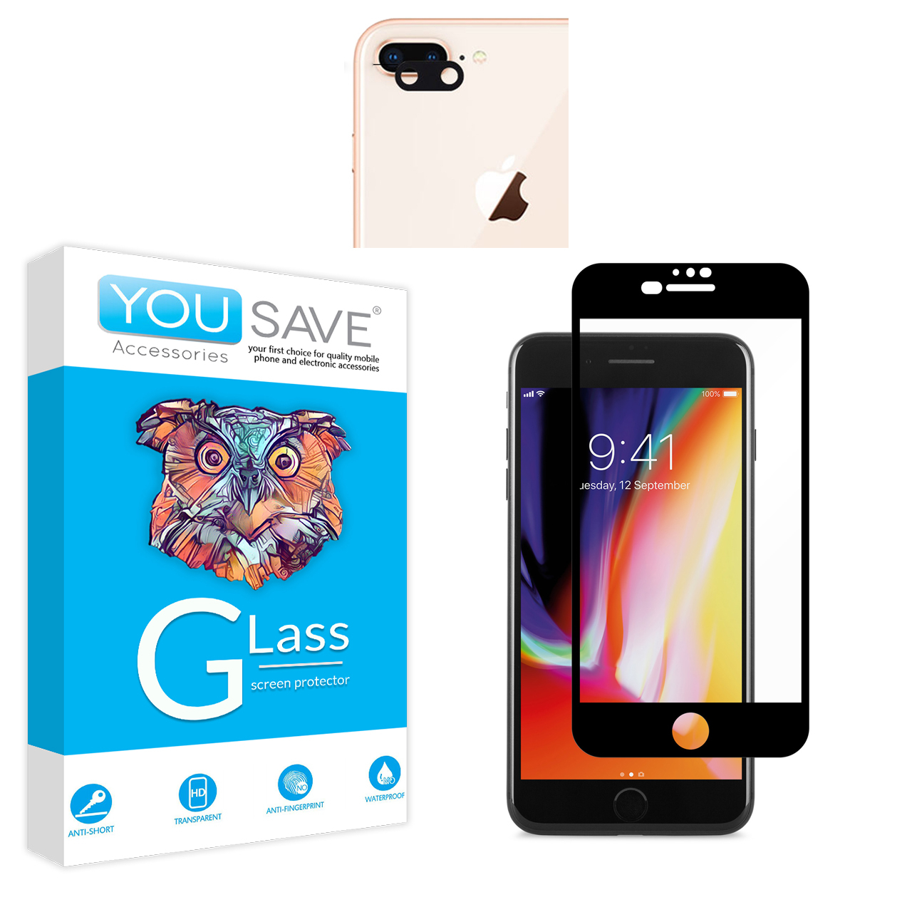 محافظ صفحه نمایش یو سیو مدل KAHRIZ HEALTH مناسب برای گوشی موبایل اپل IPHONE 8 plus به همراه محافظ لنز دوربین
