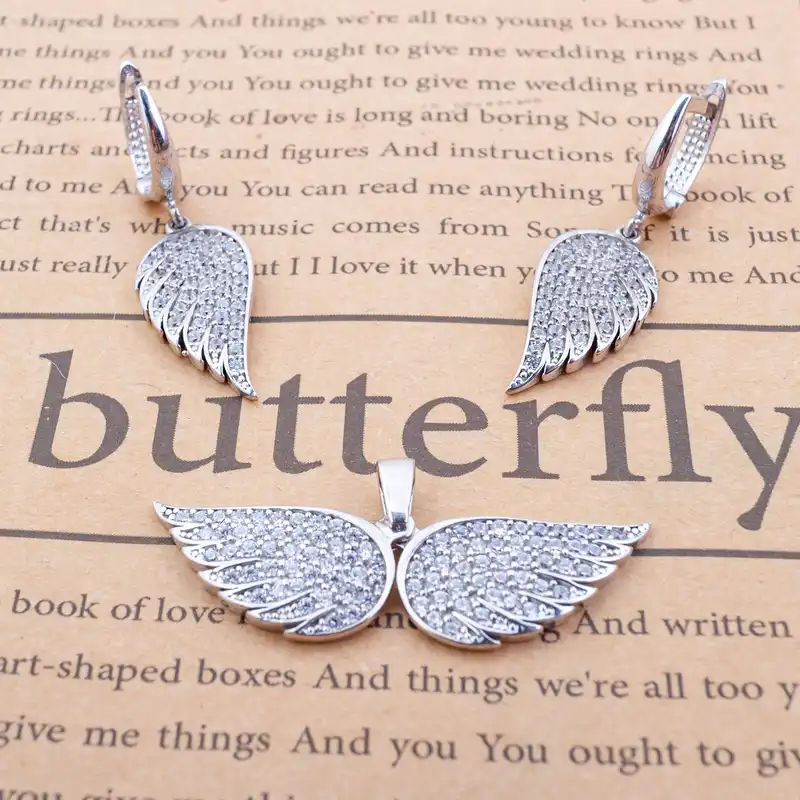 نیم ست نقره زنانه مدل بال فرشته AMT_N108