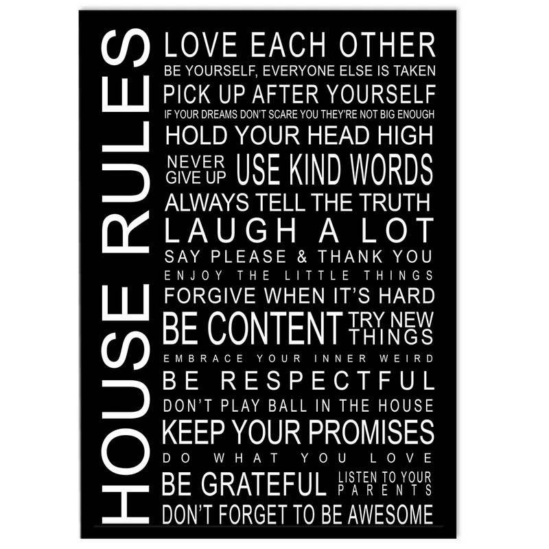 تابلو نوری بکلیت طرح تخته سیاه جمله انگیزشی قوانین خانواده مدل B-14047