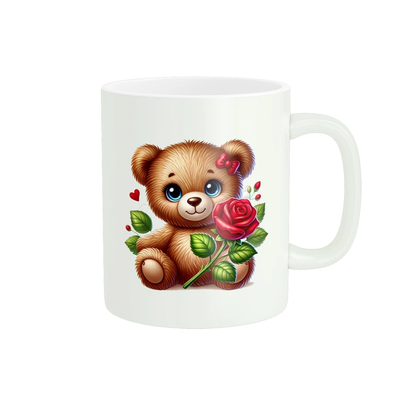 ماگ پادآفرین مدل عشق طرح قلب LOVE خرس تدی گل رز کد PM1548