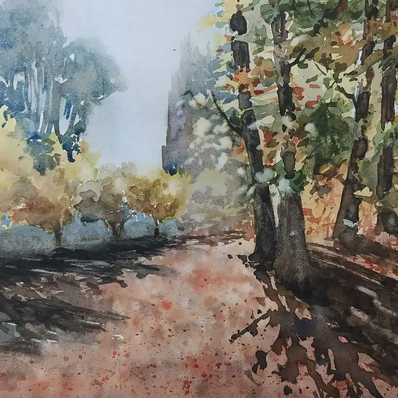 نقاشی آبرنگ طرح پاییز کد 116