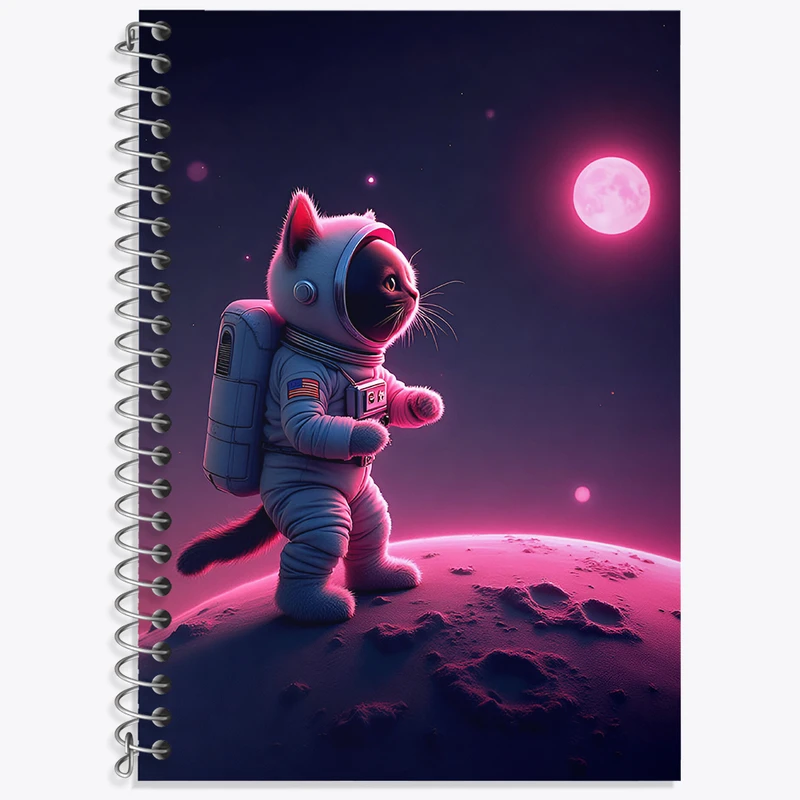 دفتر لغت 50 برگ خندالو طرح گربه فضانورد کد N3403