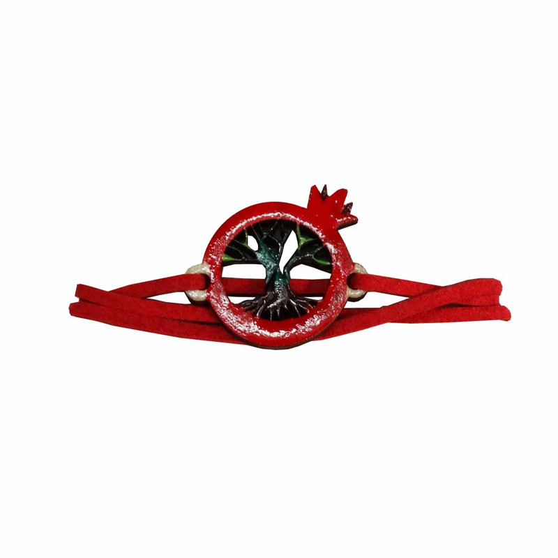 دستبند دخترانه مدل چرمی طرح انار درختی کد 3