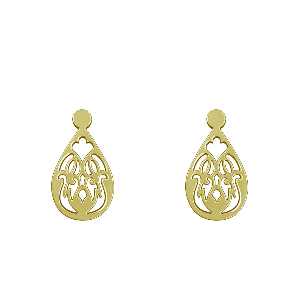 گوشواره طلا 18 عیار زنانه مدوپد مدل هندسی کد GA1-11756