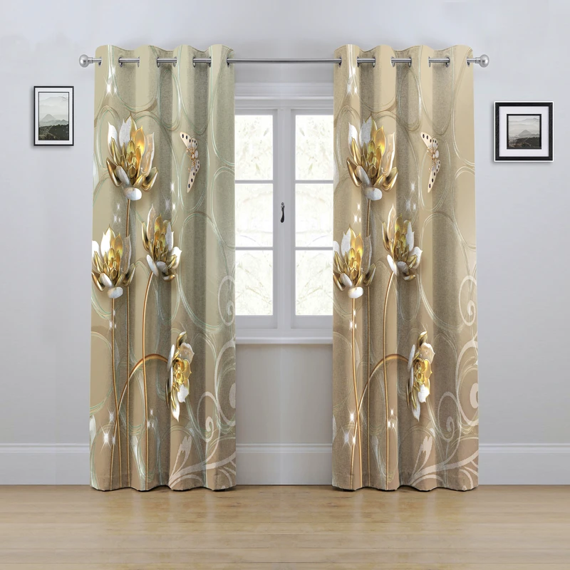 پرده مدل پانچی طرح گل سه بعدی سایز 280x145 سانتی متر