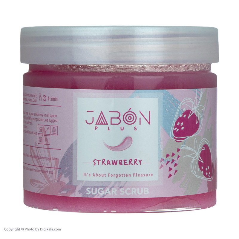 اسکراب شکری لایه بردار پوست ژبن پلاس مدل Strwberry وزن 450 گرم