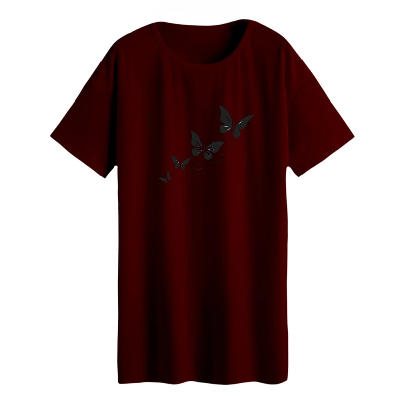 تی شرت لانگ زنانه مدل پروانه کد01