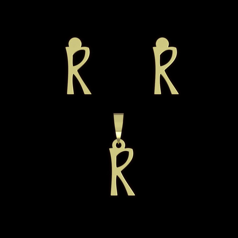 نیم ست طلا 18 عیار زنانه مدوپد مدل حرف R کد NA17138