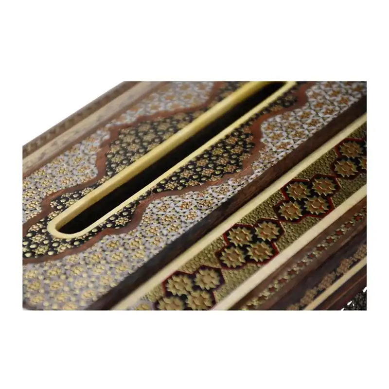 جعبه دستمال کاغذی خاتم کاری مدل اعلا کد 1001