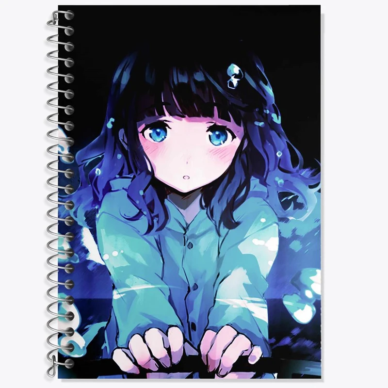 دفتر زبان 50 برگ خندالو مدل سه خط طرح دختر انیمه ای کد 18021