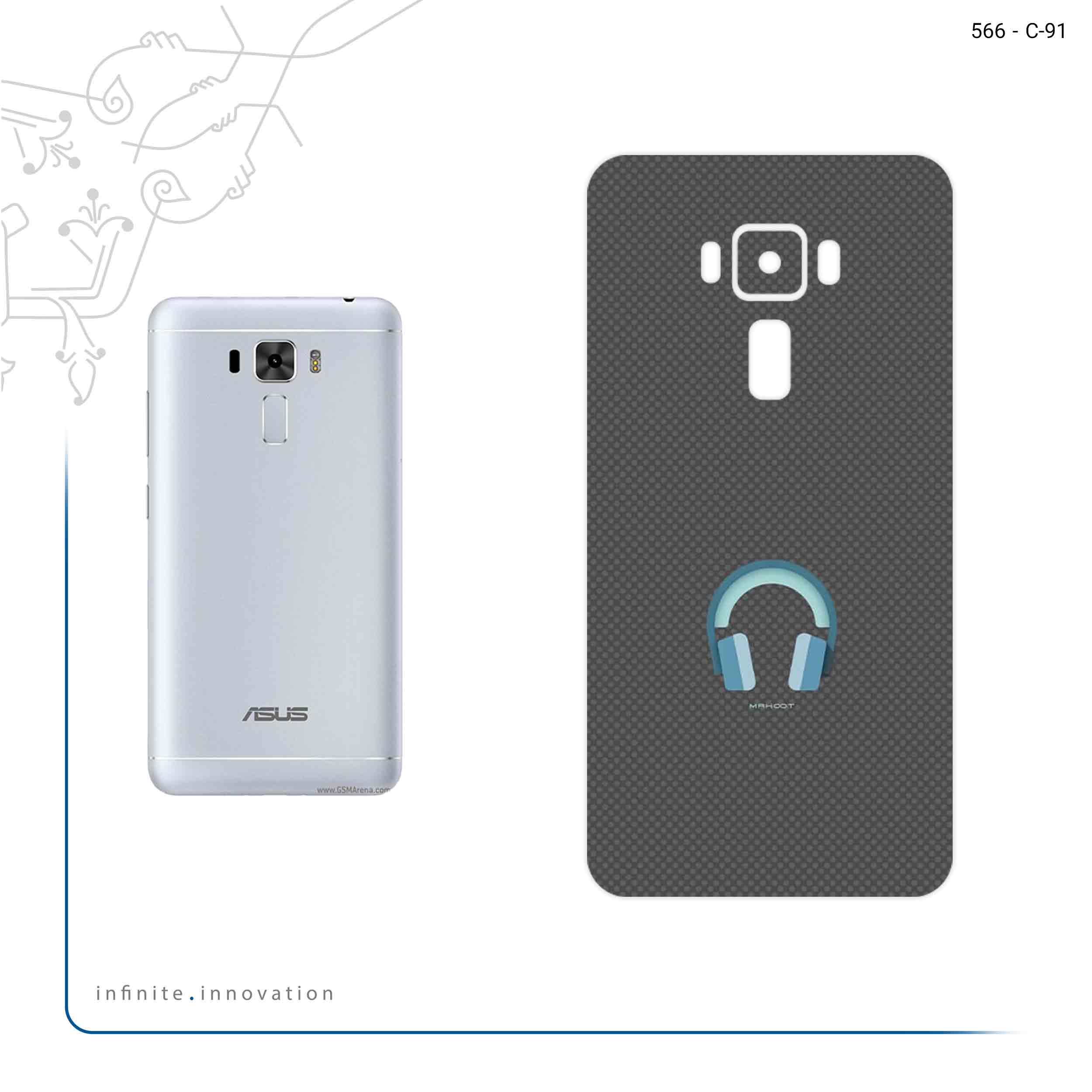 برچسب پوششی ماهوت مدل Minimal Headphone Icon مناسب برای گوشی موبایل ایسوس Zenfone 3 Laser ZC551KL